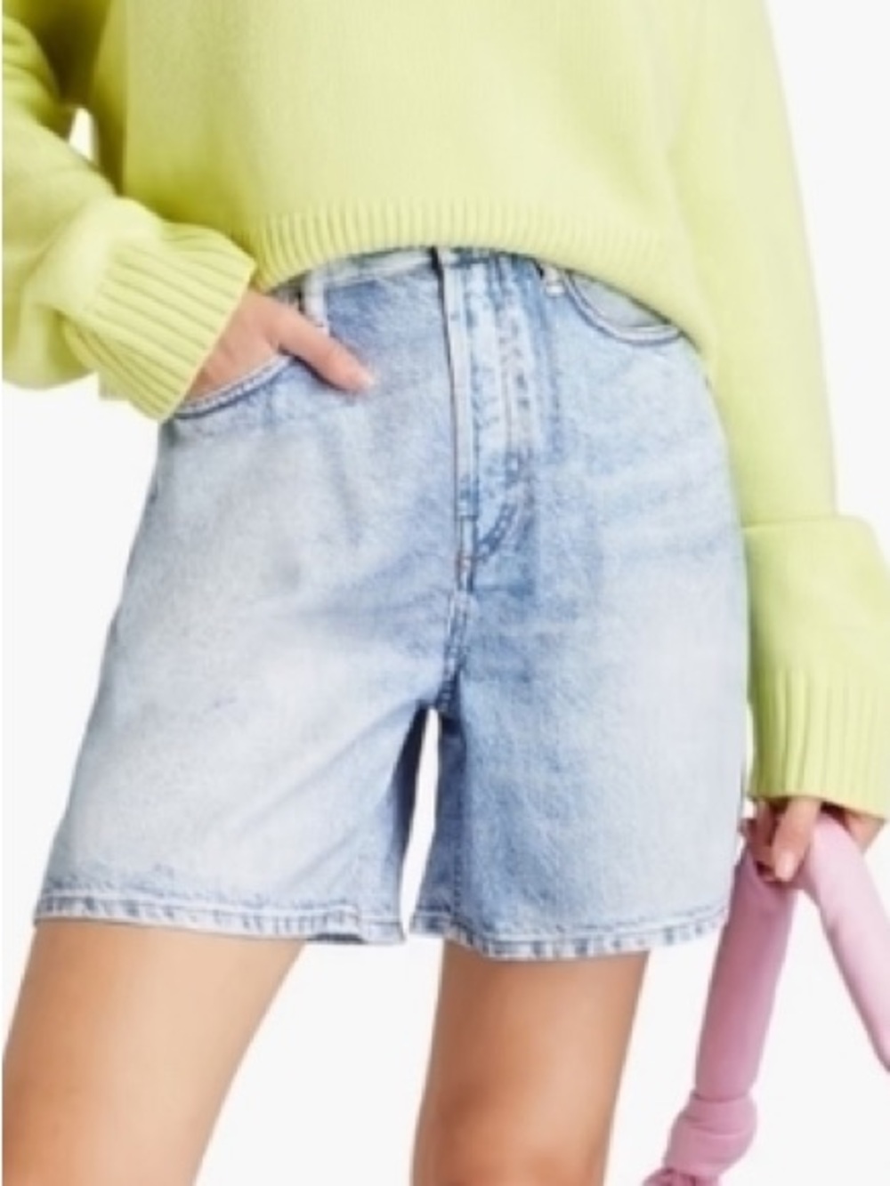 RAG & BONE Shorts NEW Maya Liquid Illusion Denim Print High Waist Blue Size 24